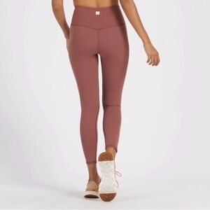 Vuori Ribbed Studio High Rise 25” Inseam Leggings Rosewood Pink Brown Size Small